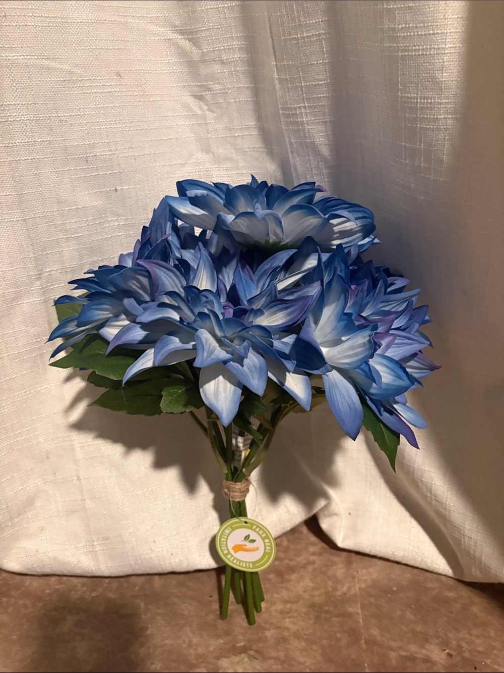 Blue Dahlia Real Touch Artificial Flowers/Boquet 14”